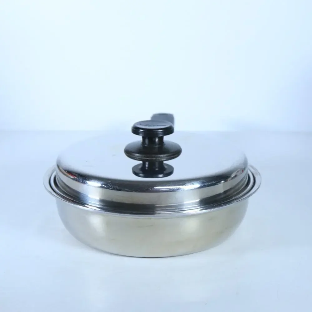 Vtg Lifetime Stainless Steel Covered 8” Skillet Frying Pan w/ Lid USA